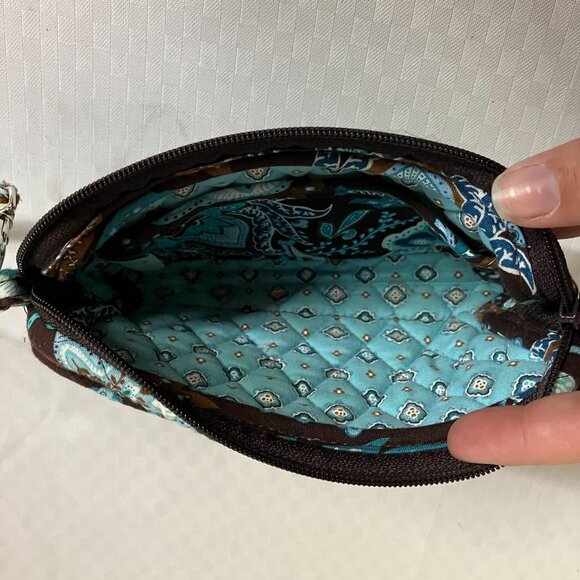 Vera Bradley Women's Java Blue Floral Print Zip Around Wallet Wristlet Clutch - Picture 4 of 8
